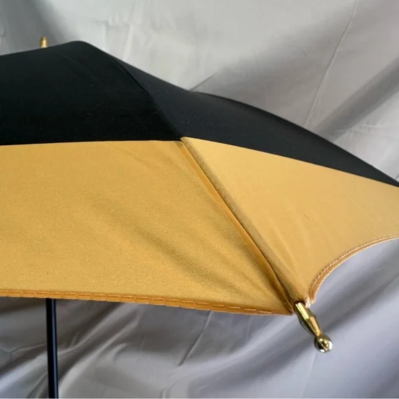 Fendi Parfumes Gold & Black Vintage Large Rain Umbrella - Picture 10 of 17